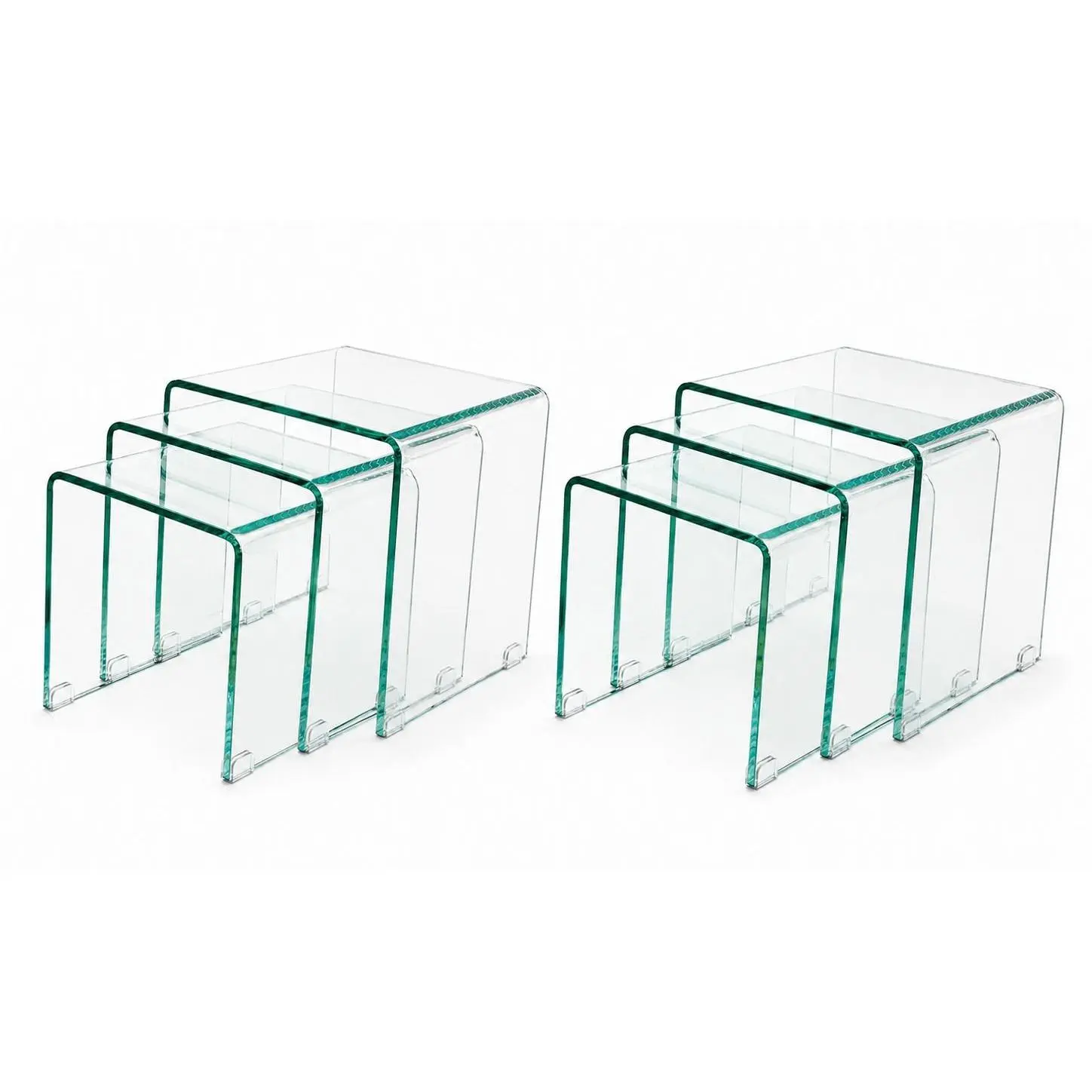 Pair of Italian Waterfall Glass Nesting Tables, 20th Century