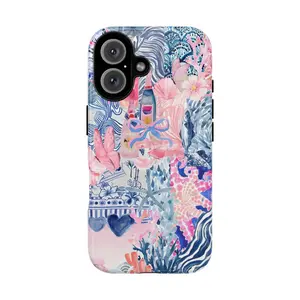 Mclaiwoodshop Blue And Pink Coquette Bow Preppy Collage Cute Girl Summer Colorful School Girls Phone Cases Phone Cover Hard Case Tough 2-piece Magnetic Phone Case