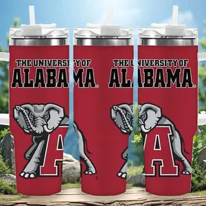 1pc 40oz University of Alabama Elephant Tumbler with Lid, Insulated Travel Mug, Gift for Women Men, Ideal for Halloween, Independence Day, Memorial Birthday Gift, Coffee Cup, weird stuff