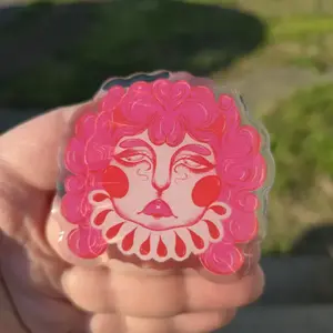 Pink Clown Magnetic Phone Handle, Vintage Pierrot Griptok, Artistic Circus Clown Phone Stand, Soft Grunge Aesthetic Accessory, Unique MagSafe Compatible Grip mount