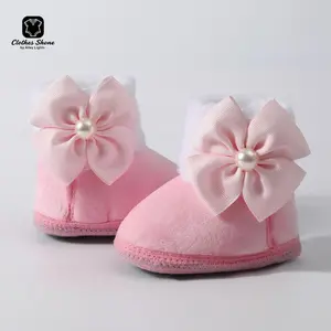 Baby Girls First Walker Boots Soft Sole Furry Patchwork Bow Design Non Slip Toddler Shoes for Fall Winter