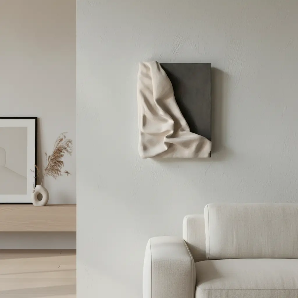 3D Resin Wall Sculpture - Monolith Cascade, Minimalist Plaster-Effect Home Decor Wall Art