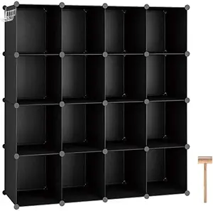 Plastic Cube Storage Organizer, 16-Cube Shelves Units, DIY Closet Organizer, Modular Closet Storage Shelves, Ideal for Home, Bedroom,