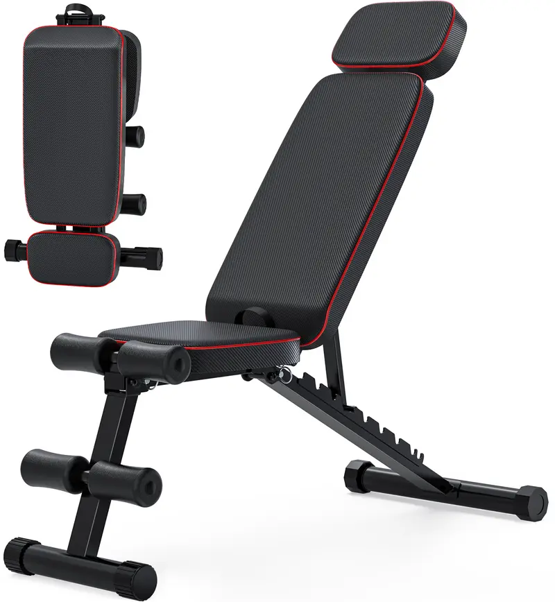 Foldable Weight Bench, 800lbs Weight Capacity, Banco Para Hacer Ejercicio Adjustable Workout Bench Incline Decline Bench Press for Home Gym Full Body Workout