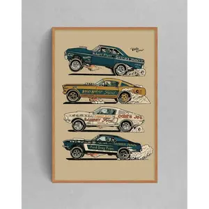 Vintage Muscle Cars Wall Art Poster - Retro Automobile Decor For Car S