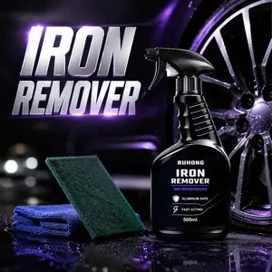 Viral Iron Remover Spray for Car Wheels & Rims, Fast Acting Brake Dust Cleaner, Aluminum Safe Metal Polishing & Restoration Kit with Cloth 16.9oz
