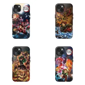 4 Styles Demon Slayer Infinity Castle Phone Case, Tanjiro Nezuko Anime Art, Tough Shockproof Protective Cover, Compatible with iPhone 11-17 Pro Max/Plus and Samsung Galaxy S23-25