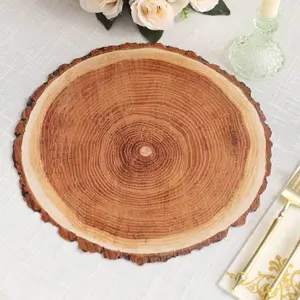 6-Pack Disposable Table Placemats 13" Natural Wood Slice Print - 700GSM Cardboard Placemats for Rustic & Farmhouse Decor