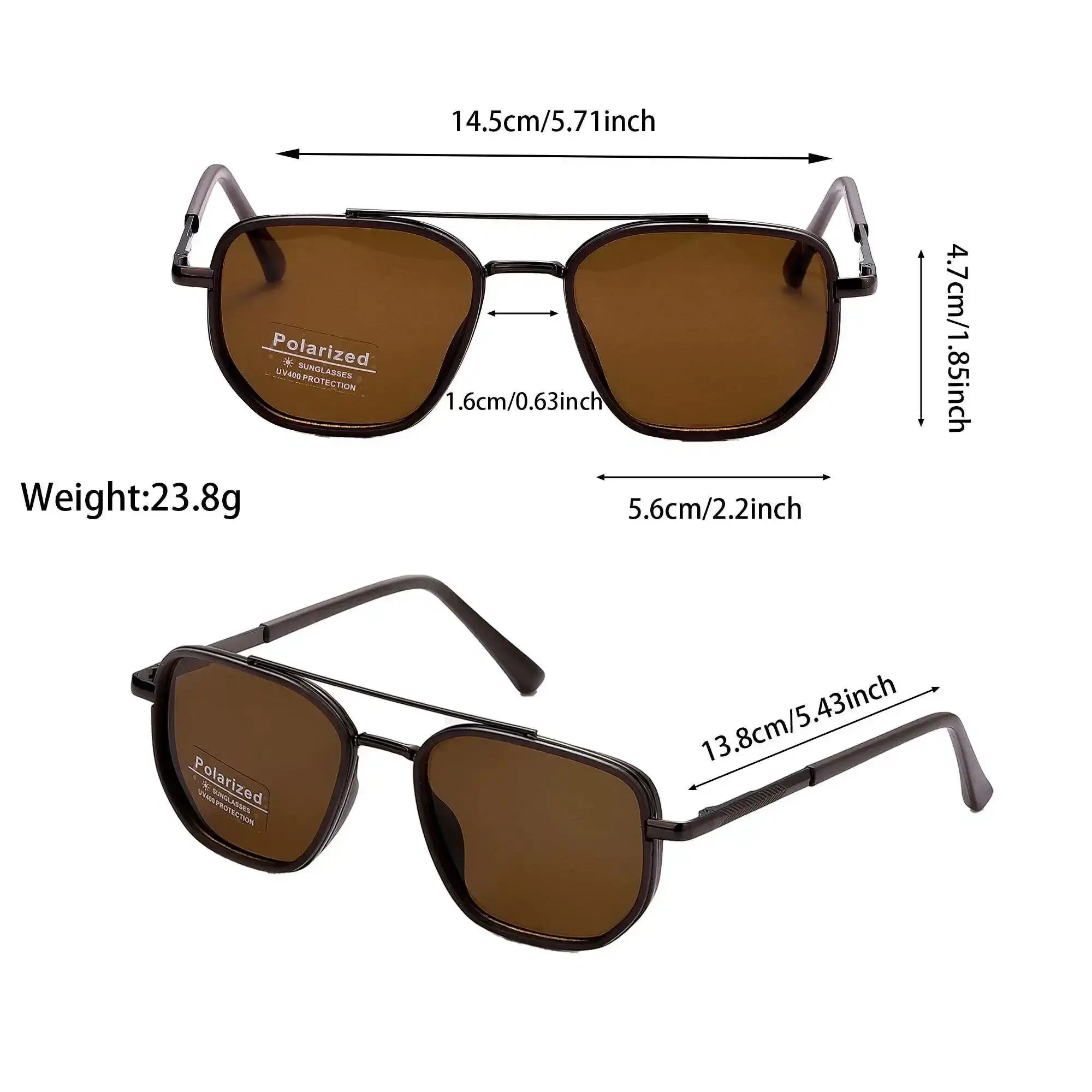 2026 Fashion Geometric Frame Double Bridge Sunglasses Women Men Trendy Fall Summer Sun Glasses Back to School Travel Vacation Outfits Vintage Eyewear Shades Accessories