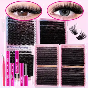 800 Pcs 50D-100D Curled Clusters, Fluffy Lash Clusters - Wispy Volume, D-Curl, Lightweight & Long-lasting. With Glue, Tweezers & Remover. Beginner-Friendly for Festival/Daily Use.