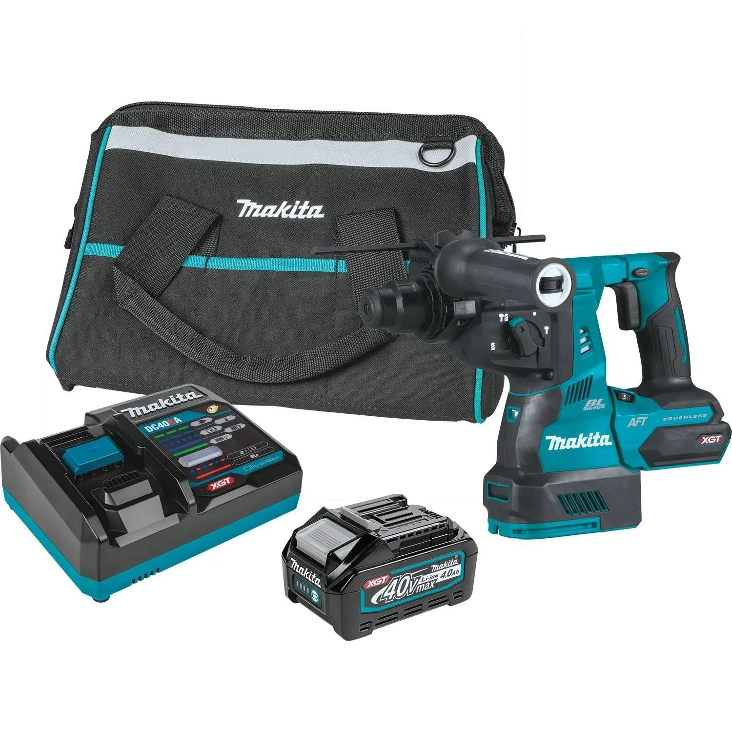 Makita GRH01M1 40V max XGT Rotary Hammer Kit - 1-1/8" AVT Anti-Vibration Tool, 0-5,000 BPM, Includes Batteries & Tool Bag for Pest Control Applications