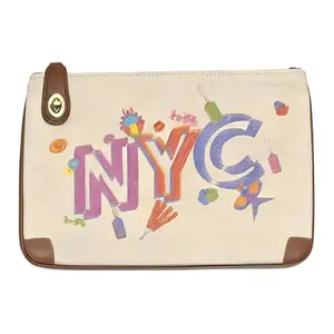 COACH x BEIJING Collaboration Letter Print Clutch Bag in Fabric for Women with Two-Tone Design