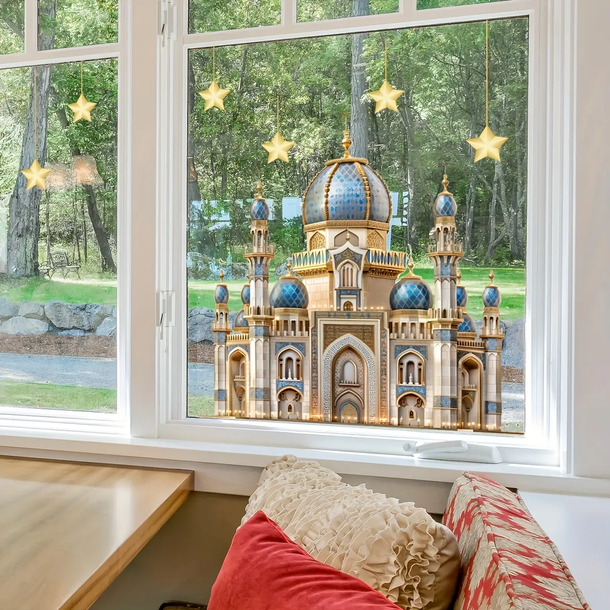 A creative Ramadan castle single-layer static glass sticker for window decoration, self-adhesive, DJ7096-YC