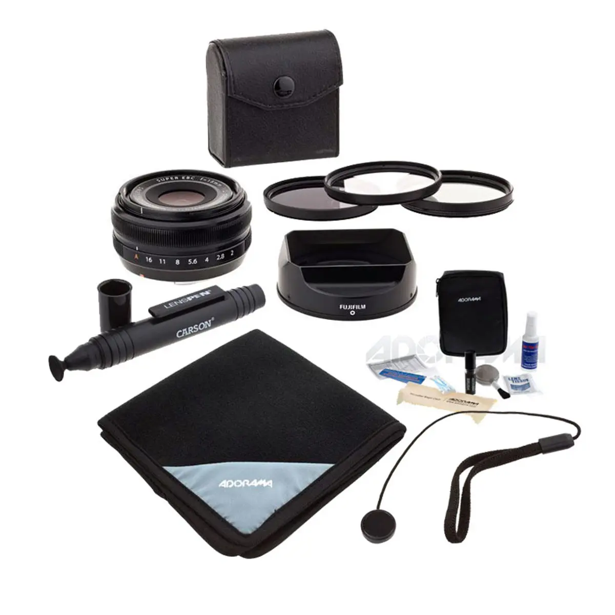 Fujifilm XF 18mm f/2.0 Lens, Bundle with ProOptic 52mm Filter Kit, Lens Wrap, Cleaning Kit, Lens Cleaner, Lens Cap Tether