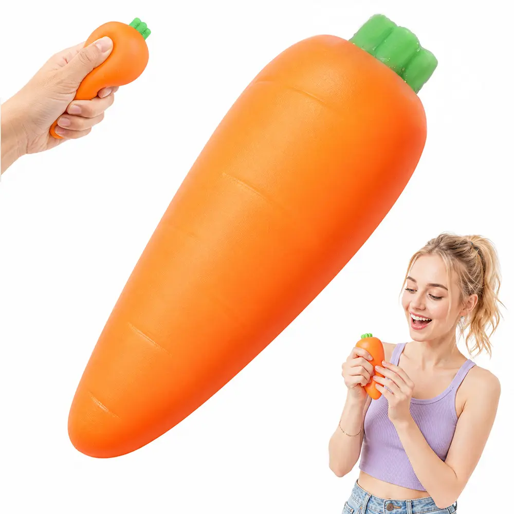 Cute Carrot Squishy Fidget Toy | Kids Adults Everyday Stress Relief | Soft Slow Rising Carrot Squeeze Toy for Home Office Play | Portable Sensory Toy