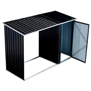 Anthracite Galvanized Steel Firewood Storage Shed - Outdoor Log Holder Rack, Patio Firewood Shelter (Home Improvement, Garden & Outdoor Fireplace Accessory)