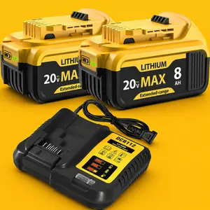 DeWalt 2-Pack 8.0Ah 20V Max Replacement Battery & DCB112 Charger Combo for DCD, DCF, DCG Cordless Power Tools