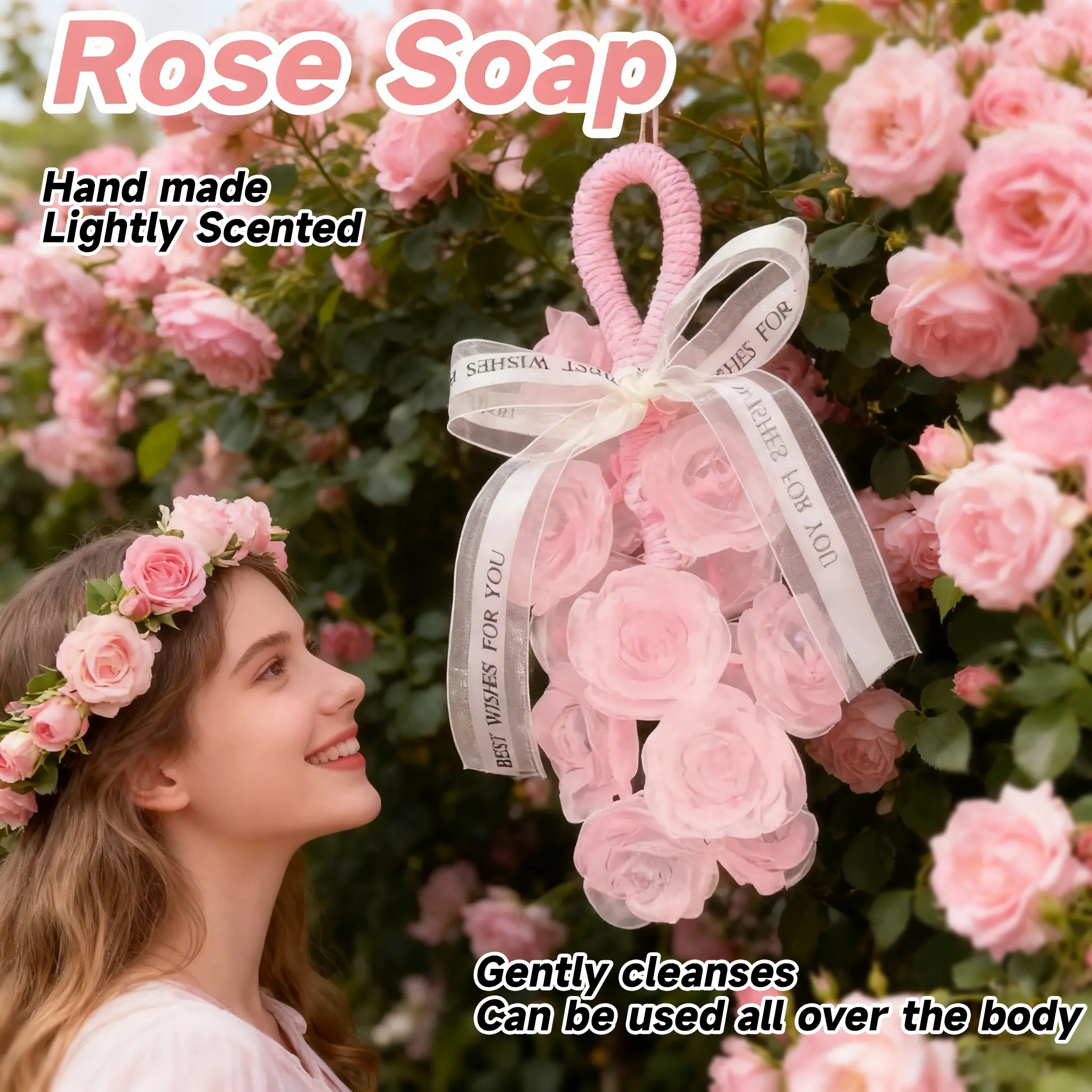 [Mother's Day gift] Rose Handmade Soap, Face Wash, Bath, Body Care, Hand Soap, Fresh Rose Aroma Scent, Deep Cleansing, Moisturizing, Moisture, Oil Control, Ideal for Oily Skin, Scented