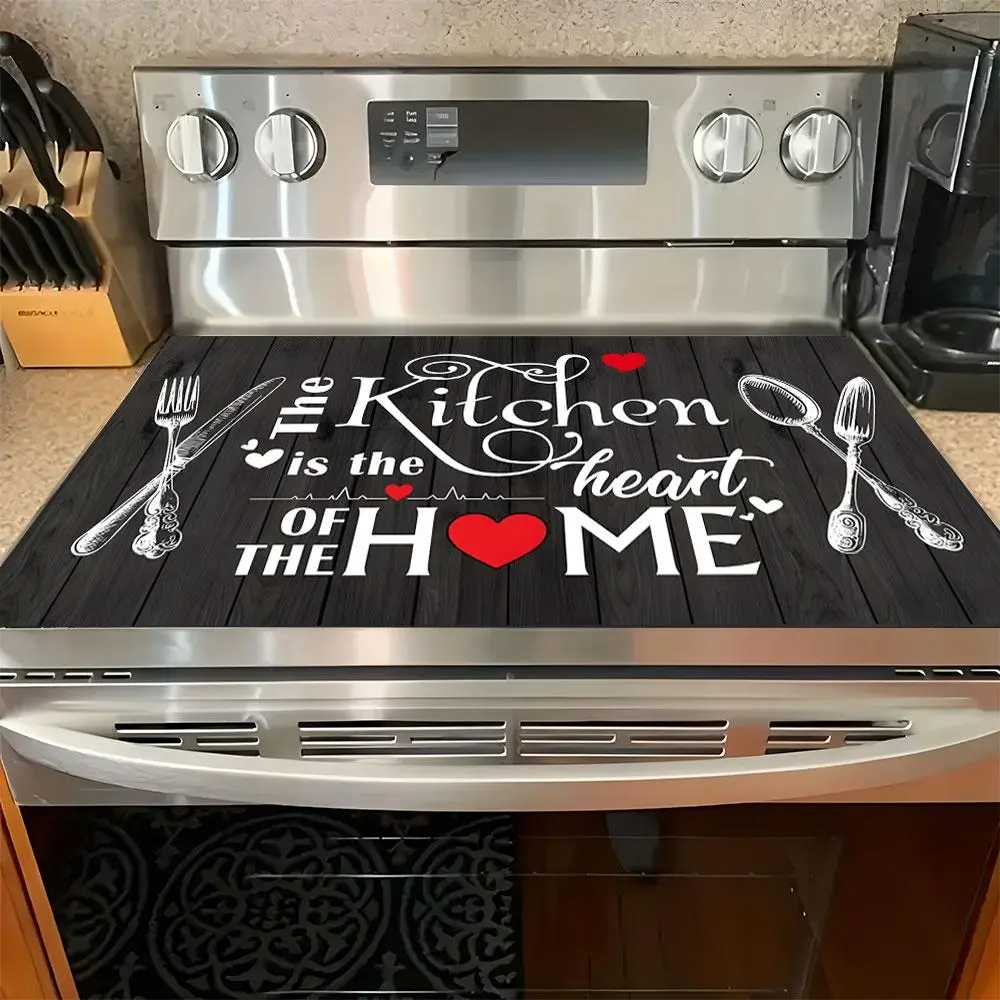 Soft Electric Stove Cover Cook Top Panel Protector Pad, Heart Pattern Kitchen Design, Scratch Resistant, Easy Clean, Multi-Purpose Cover Home