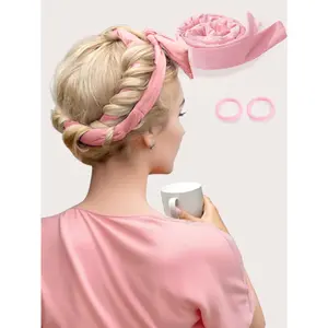 Heatless Curling Rod Headband, No Heat Curl Ribbon With Scrunchie, Sleeping Curls Ribbon Hair Rollers, Natural Soft Wave DIY Hair Rollers Styling Tool, Hair Rollers, Heatless Curls, Hair Curler, Hair Products And Accessories For Barber Salon Beauty Travel