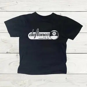 Deftone Metal Band Inspired Baby Tee, Around The Fur 8 Ball Graphic Shirt, Y2K Gothic Emo Baby Tee, Nu Metal Band Aesthetic T-Shirt, 2000s Scene Style Baby Tee