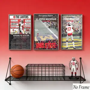 3pcs Ohio Vs Michigan Poster Set, Large Letter Wall Decor, Buckeye Fan Erase M, Osu Fan Gift, University Spirit Home Decoration