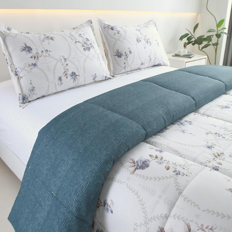 2/3PCS Floral Reversible Comforter Set, Twin/Queen/King Size All-Season Cozy Bedding, Fresh Bloom Print, Ultra Soft Quilt Set with 1 Comforter & 1/2 Pillowcases, Machine Washable, Wrinkle & Fade Resistant Bed in a Bag, Room Decor, Perfect Gift