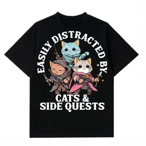 Retro Cartoon Cat Print Women's T-Shirt Stylish Design for Both Men and Women Round Neck Short Sleeve Comfortable Casual Wear Perfectly Captures the Festive Sp grandma's  favorite  shirt