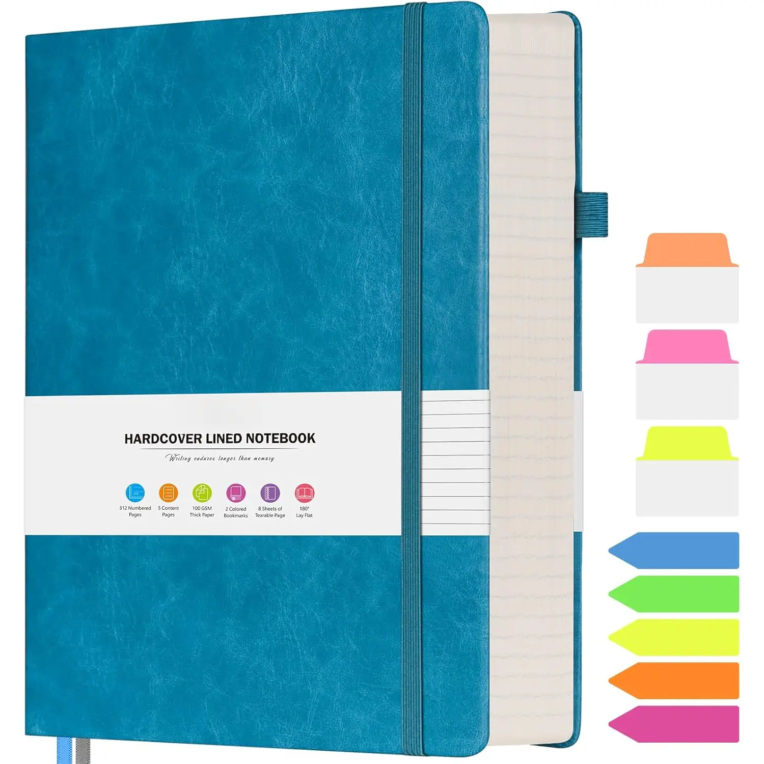 College Ruled Notebook, Large A4 Hardcover Leather Journal, 312 Numbered Pages Writing Journal, 100gsm No Bleed Paper, Lined Journal Notebook for Women Men School Office, 8.5''x11'', Blue