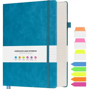 College Ruled Notebook, Large A4 Hardcover Leather Journal, 312 Numbered Pages Writing Journal, 100gsm No Bleed Paper, Lined Journal Notebook for Women Men School Office, 8.5''x11'', Blue