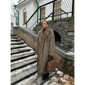 Women's Solid Color Open Front Faux Fur Coat, Elegant Long Sleeve Waterfall Collar Outerwear for Fall & Winter, Women's Clothing for Daily Wear,  Clothing for Women Womenswear Garments