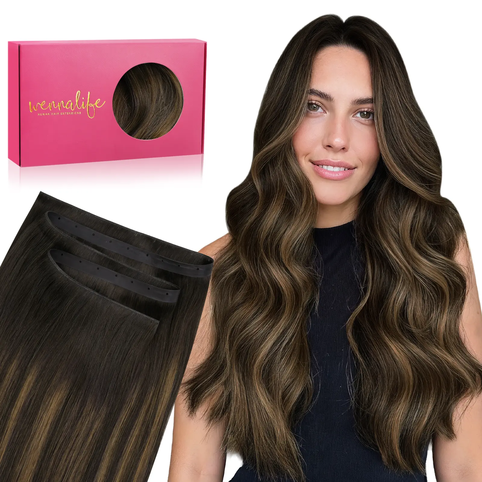 #2/6/2 Balayage Dark Brown Mixed Chestnut Brown