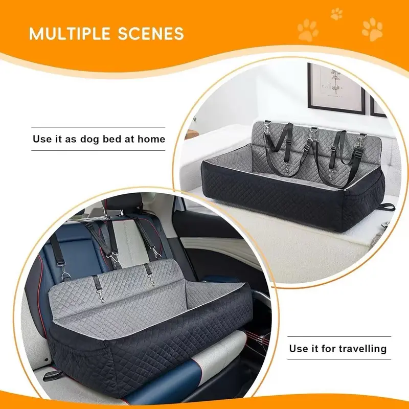 Dog Car Seat for Large Dog,Washable Dog Booster Seat for Medium Large Dogs,Multi-Functional Dog Booster Seat with Thick Cushion, Safety Leashes Dog Sofa Cushion & Travel Dog Bed