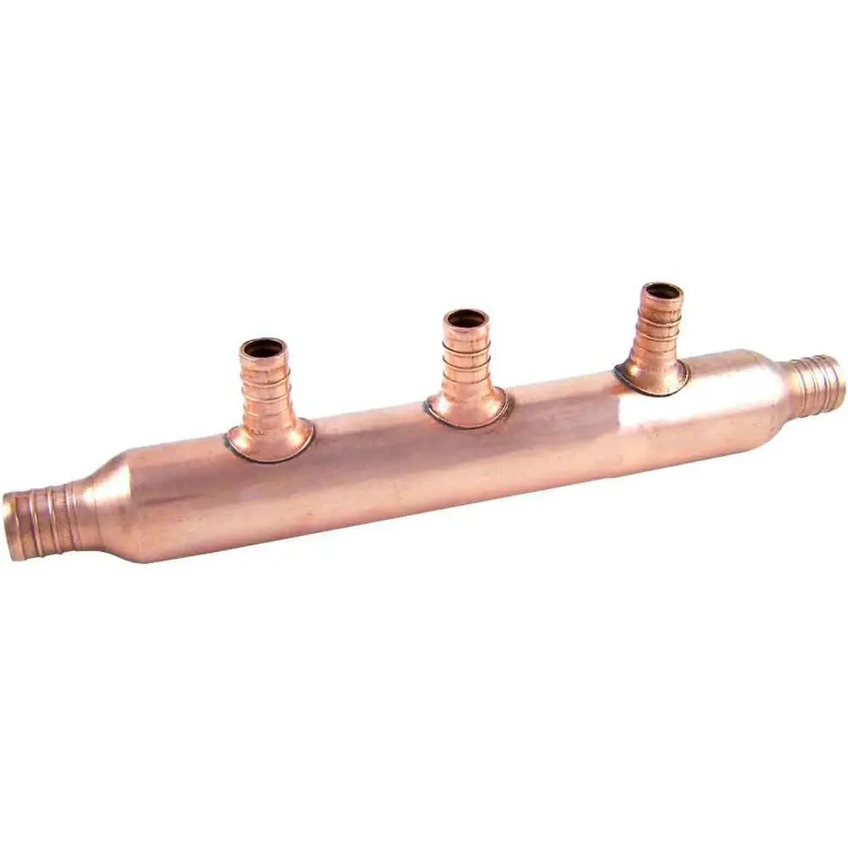 212 MAIN Cash Acme 22784 Copper Manifold Water Pipe Fitting - 3-Port, 3/4" Barb Inlet, 1/2" Barb Outlets for PEX (Boating Water Sports Accessory)