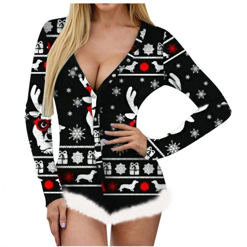 Women's One-Piece Pyjamas - Seasonal Style Onesie Cute Pyjamas Christmas Print Onesie