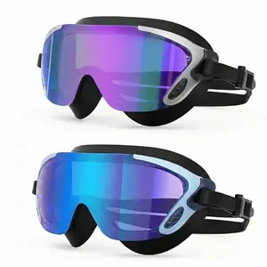 2 Pack Mirrored Large Frame Swimming Goggles Anti-Fog UV Protection Leakproof Swim Eyewear for Men and Women