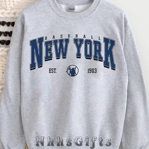 [Sale up to 30%] New York Baseball Sweatshirt, Vintage Style New York Baseball Crewneck, New York Baseball Shirt, New York Baseball Fan Gifts