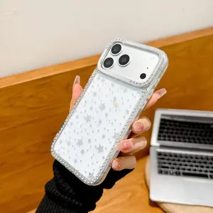 Glitter Star Phone Case for iPhone 17,16,15,14,13,12 Series, Silm Shockproof Protective Cover, Military-Grade Drop Protection, Soft & Durable, Trendy & Fashion