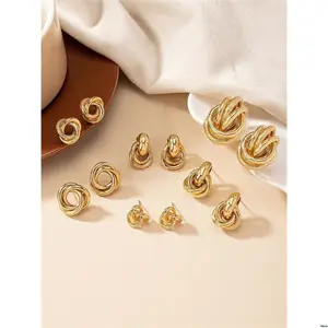 Delicate Fashionable Set 6 Pairs Geometric Stud Earrings , And