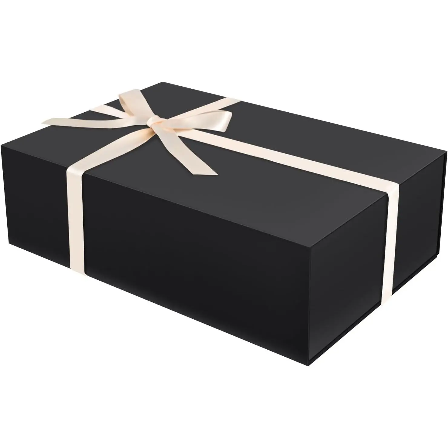 Black  Box 13.8"x9.1"x4.3" Large  Boxes for Presents with  Lid, Ribbon, Collapsible Boxes for  Packaging Mother's Day Christmas Birthday Wedding