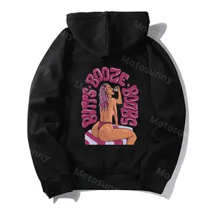 BUTTS BOOZE BOOBS Sexy Beauty Casual Black Print Hoodie