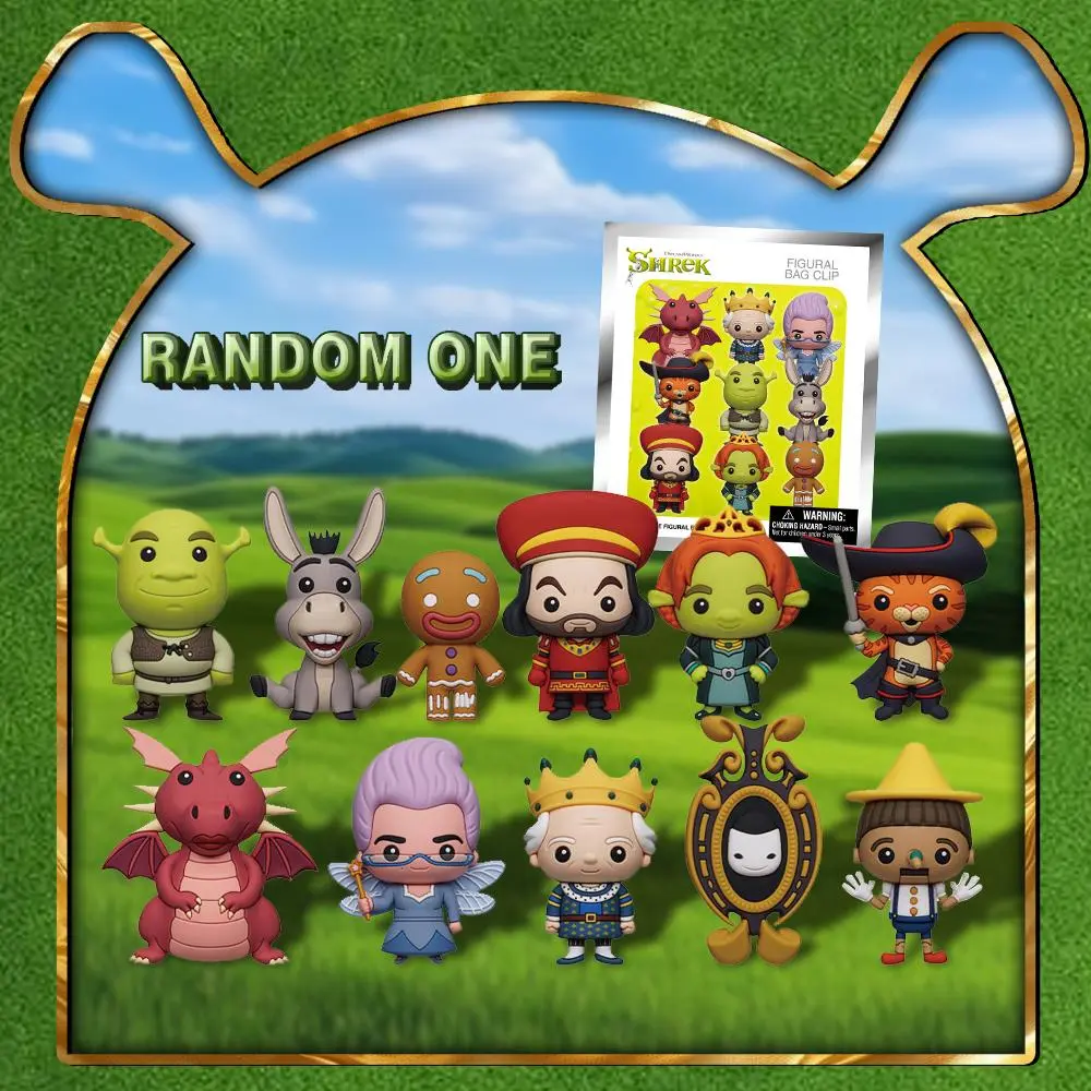 Shrek 3D Foam Bag Clip, Blind Bag, Blind Pack, Random Selection, Official Licensed Collectible Figures, Figurine, Unique Characters, Unique Design, Durable Material, Fun Accessories, Perfect Gift for Fans & Decor