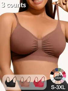 Women's Wireless Bra Comfort Bralettes No Underwire Unlined Cami Bra Seamless Tshirt Bras Bralette Basic Comfortable Fit Womenswear Everyday Up to 44DD Wireless Tank Bra TikTokShop