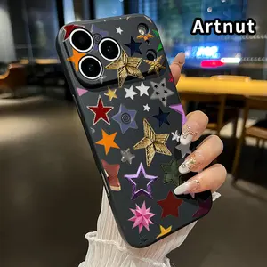 Starry Array Dream Pattern Straight Edge Phone Case for iPhone 17 16 Pro Max 15 Plus 14 13 12 11 Air XR E XS Plus Shockproof Full Camera Protection Durable Slim Silicone Cover