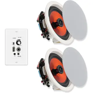 Herdio 6.5-inch In-Ceiling Bluetooth Speakers (300 Watt Pair) with Recessed In-Wall Amplifier for Indoor Homes and Covered Outdoor Porches, Mother's day Gift