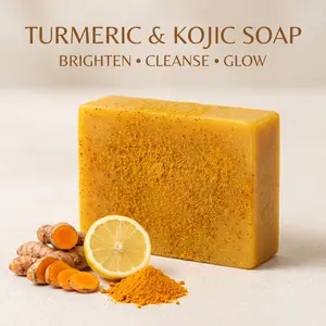3PCS Lemon Turmeric Kojic Acid Soap, Turmeric & Kojic Acid Brightening Soap,Bar Turmeric Soap Bar Kojic Acid Soap Facial Skincare Radiant Comfort Dark Spot Remover, Kojic Acid Soap, Soap Body CareBody Wash Lemon Flawless Organic honey