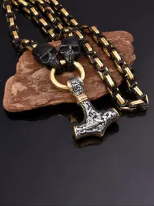 Vintage Thor's Hammer Pendant Necklace, Punk Style Skull Charm Necklace for Party, Daily Decor, Trendy All-Match & Exquisite Jewelry for Birthday Gift