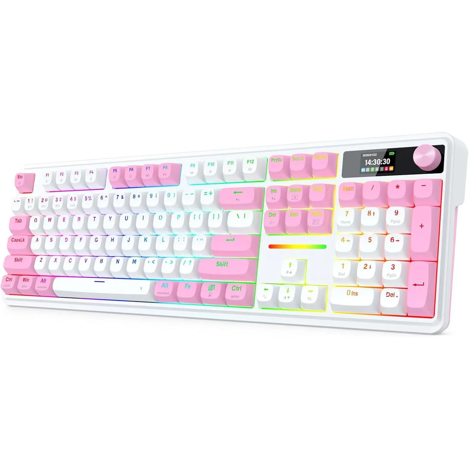 Redragon K762 Wireless Gasket Gaming Keyboard w/Hype Screen & Knob, 104 Keys Mechanical Keyboard, Easy-Control 1.14’’ TFT Info Display, 5-Layer Noise Dampening, Round PBT Keycaps, Custom Linear Switch summerwins