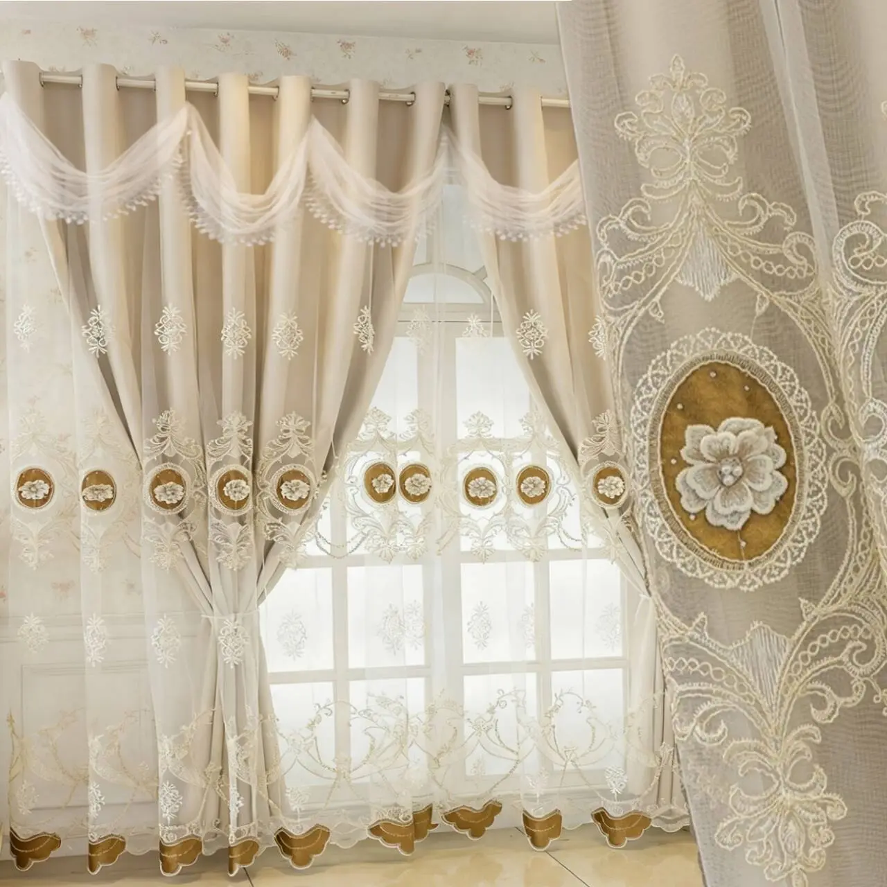 Luxury European Wave Curtain Set, Elegant Drapes for Living Room & Bedroom, Minimalist Korean Style Design, Perfect for Home Decor, Home Decoration Curtain, Window Curtain