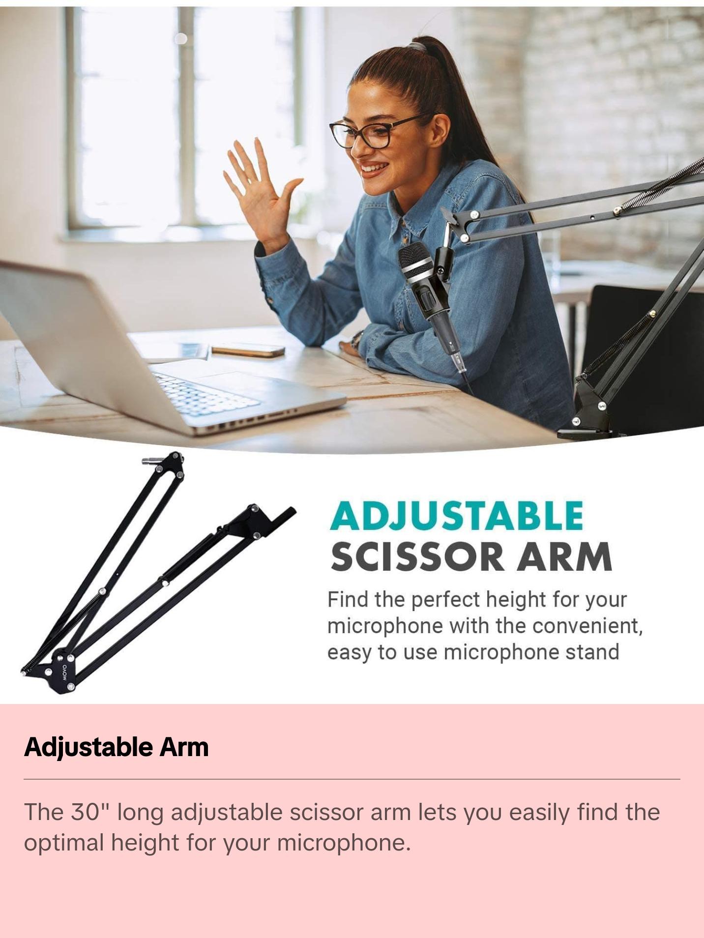 ASM-5 | Microphone Scissor Arm With Desk Clamp | Movo